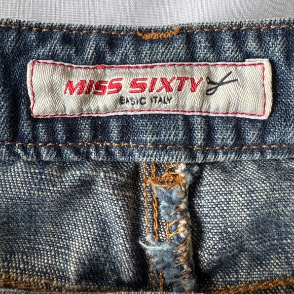 Miss Sixty Vintage Y2K Denim Asymmetric‎ Midi Jean Skirt Frayed Hem XS Festival - Picture 2 of 16